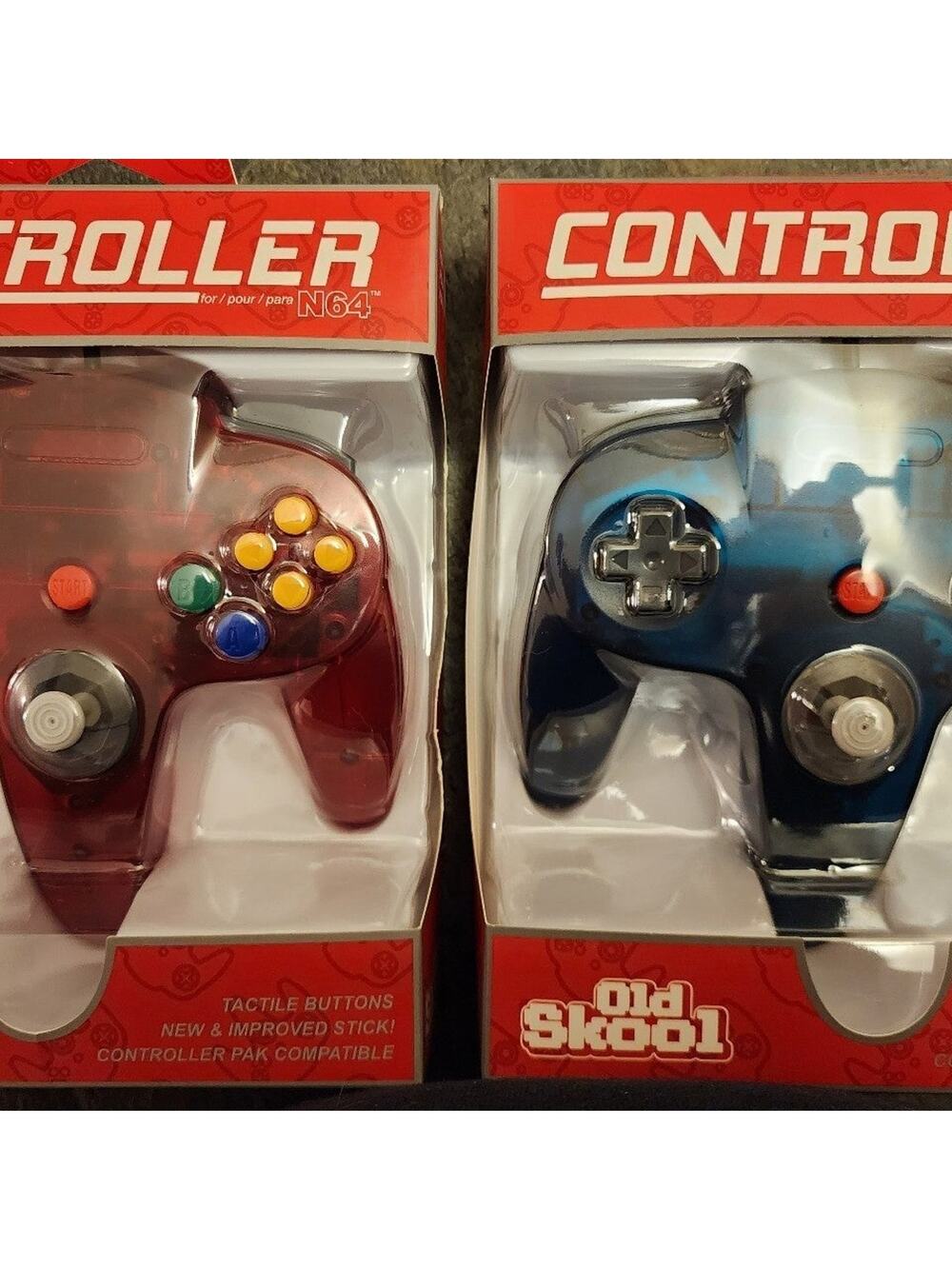 2 N64 Controllers - Watermelon Red & Ice Blue (NEW) - Nintendo - Funtastic Color